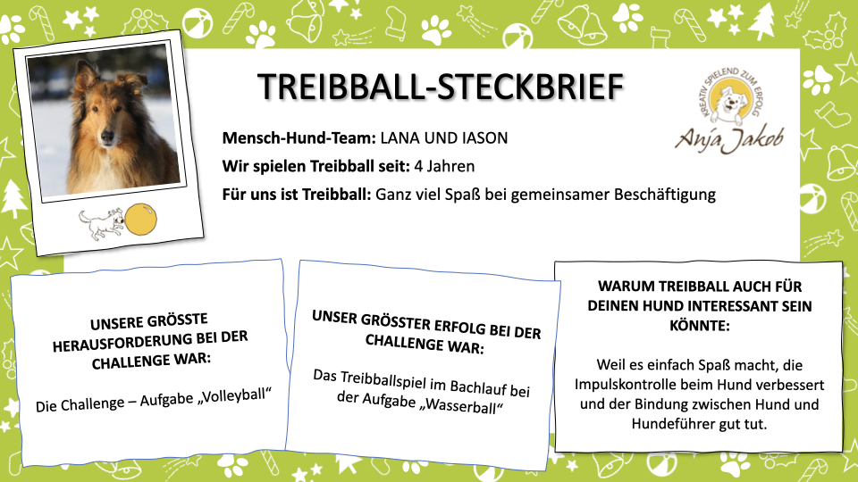 Treibball_Adventkalender Lana und Iason Steckbrief